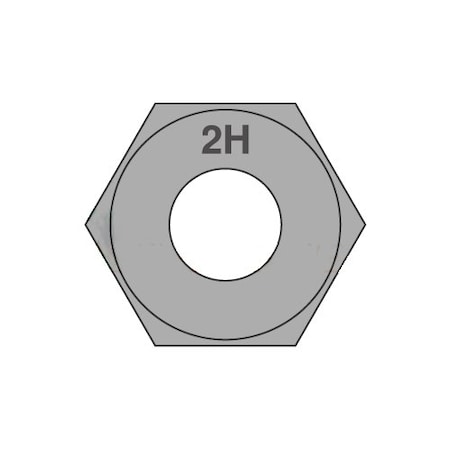 Heavy Hex Nut, 5/8-11, Steel, Grade 2H, Zinc Plated, 39/64 In Ht, 400 PK